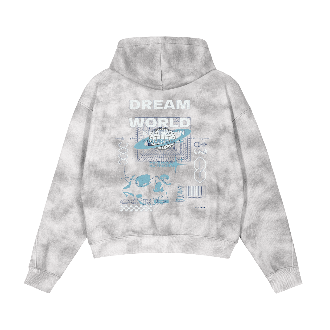 Dirty Washed Zip-Up Fleece Hoodie