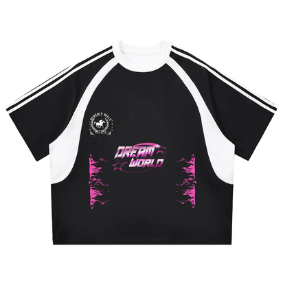 DreamWorld's Contrast Stripes Panel Mesh T-shirt