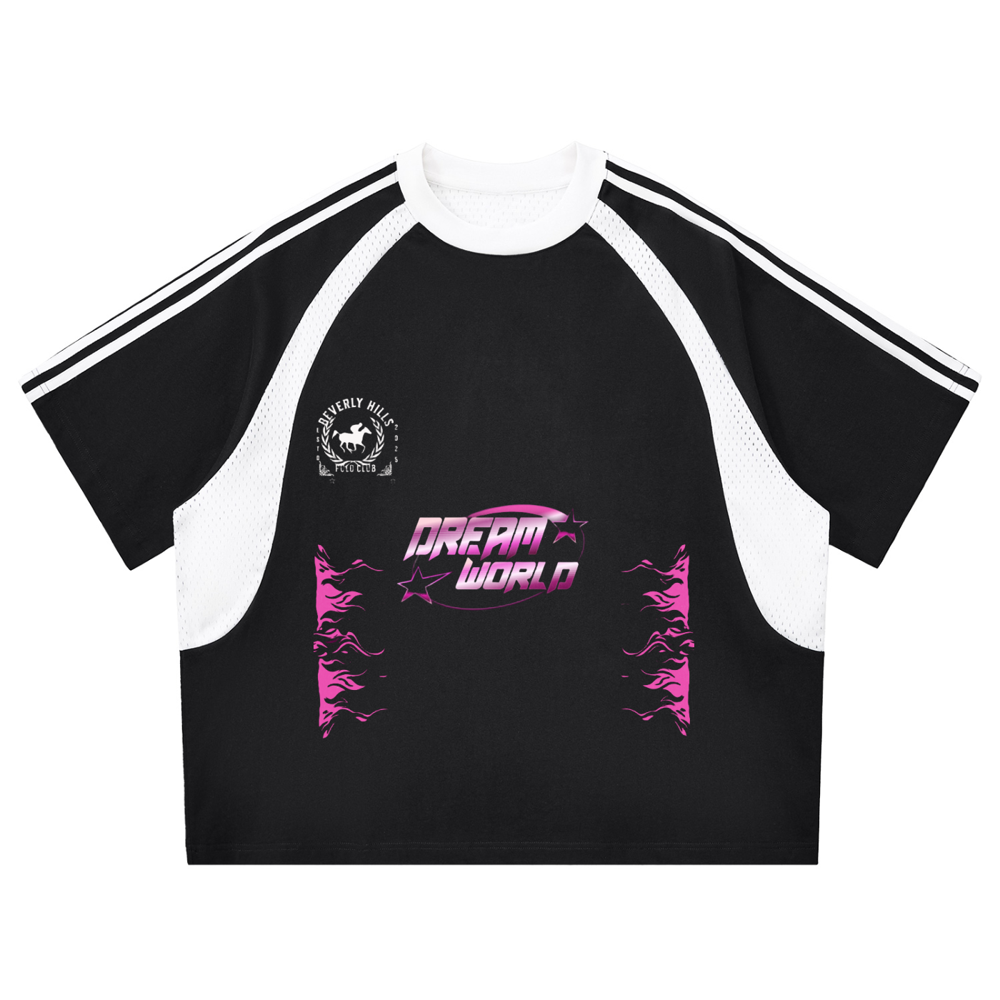 DreamWorld's Contrast Stripes Panel Mesh T-shirt