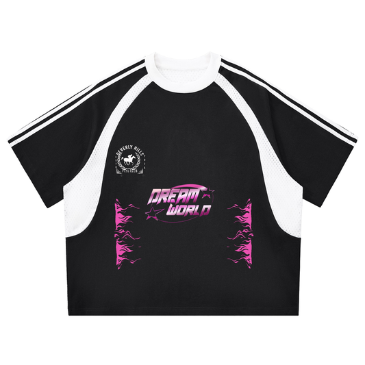 DreamWorld's Contrast Stripes Panel Mesh T-shirt