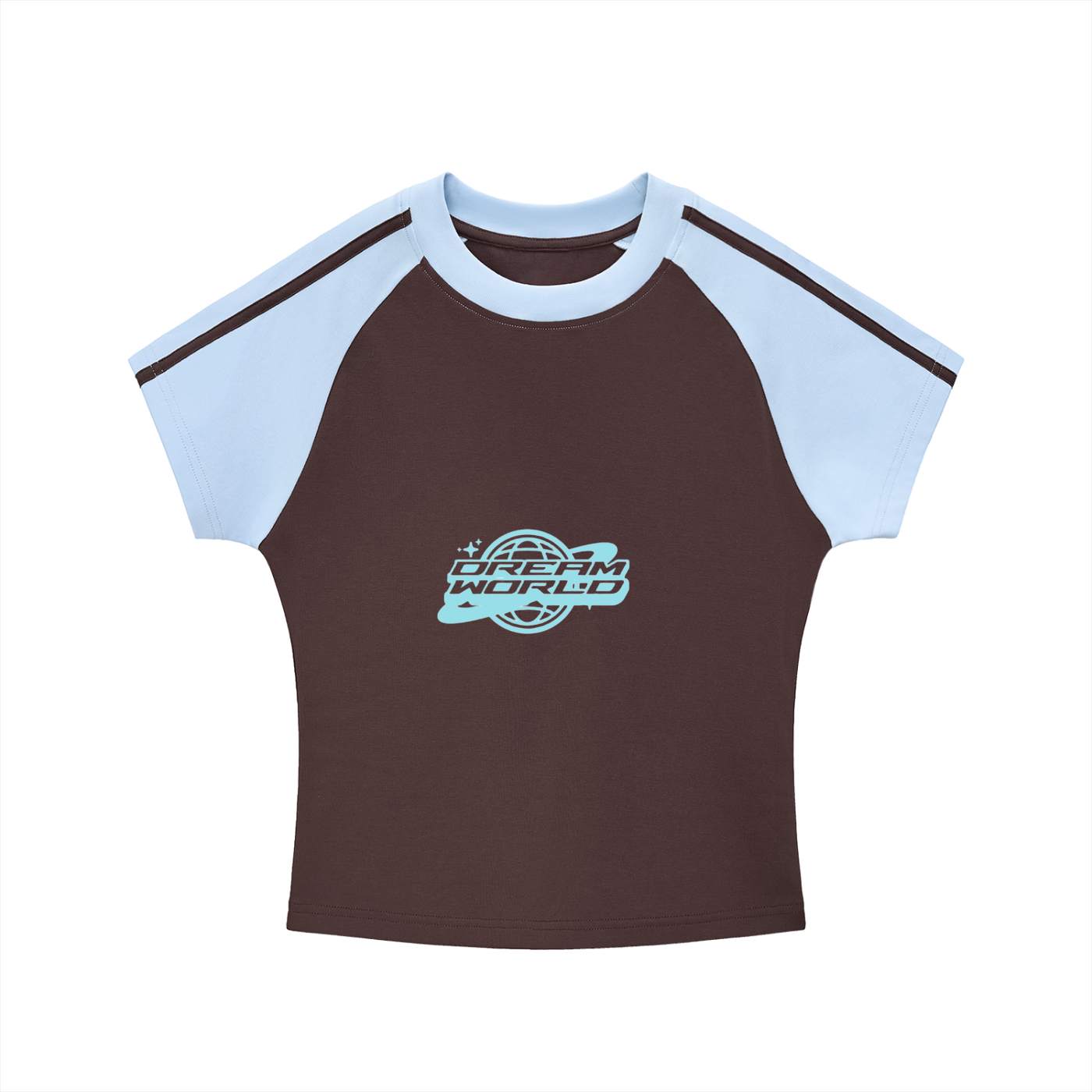 Contrast Stripes Bodycon Raglan  Sleeve T-Shirt with logo