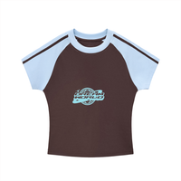 Contrast Stripes Bodycon Raglan  Sleeve T-Shirt with logo