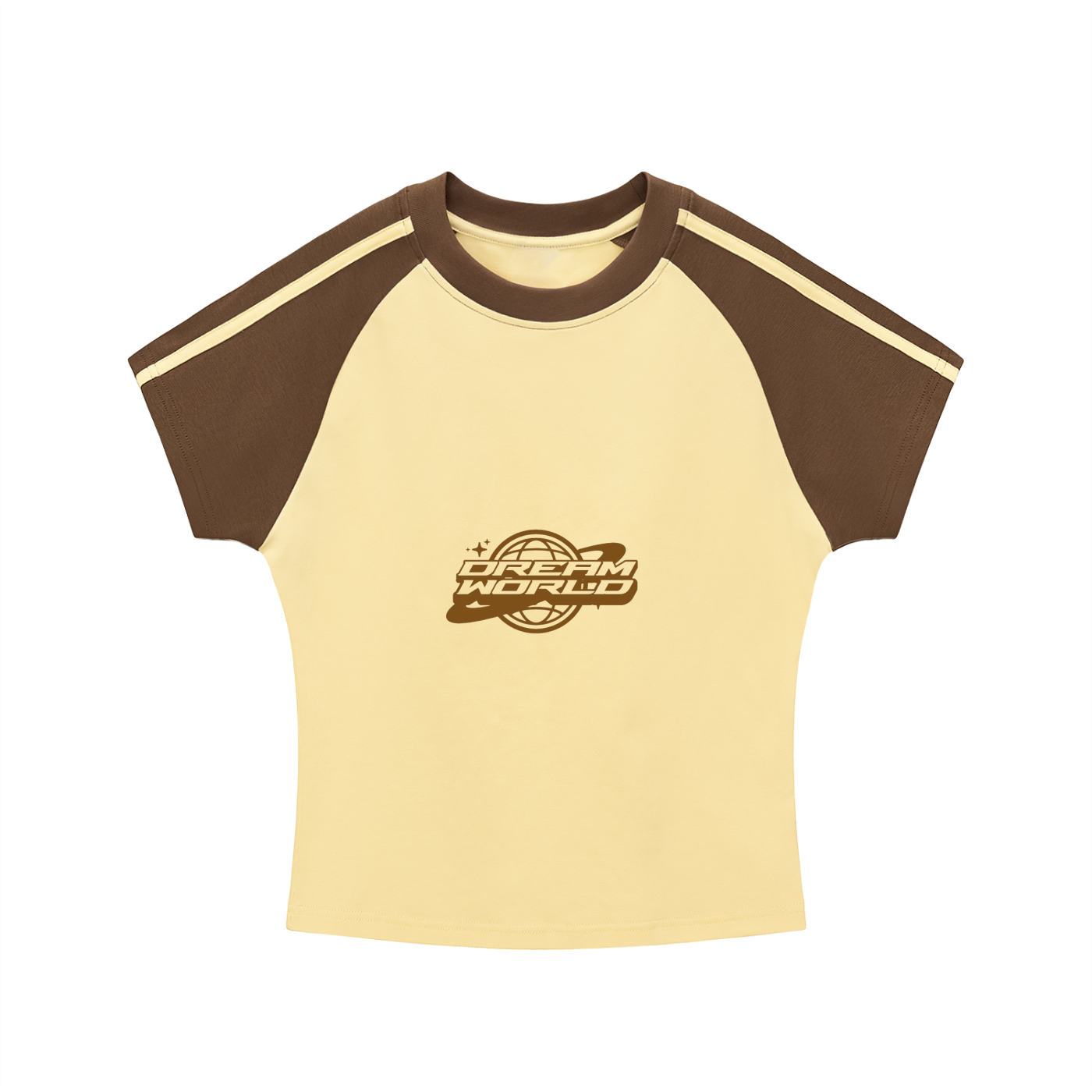 Contrast Stripes Bodycon Raglan  Sleeve T-Shirt with logo