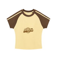 Contrast Stripes Bodycon Raglan  Sleeve T-Shirt with logo