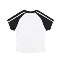 Contrast Stripes Bodycon Raglan  Sleeve T-Shirt with logo