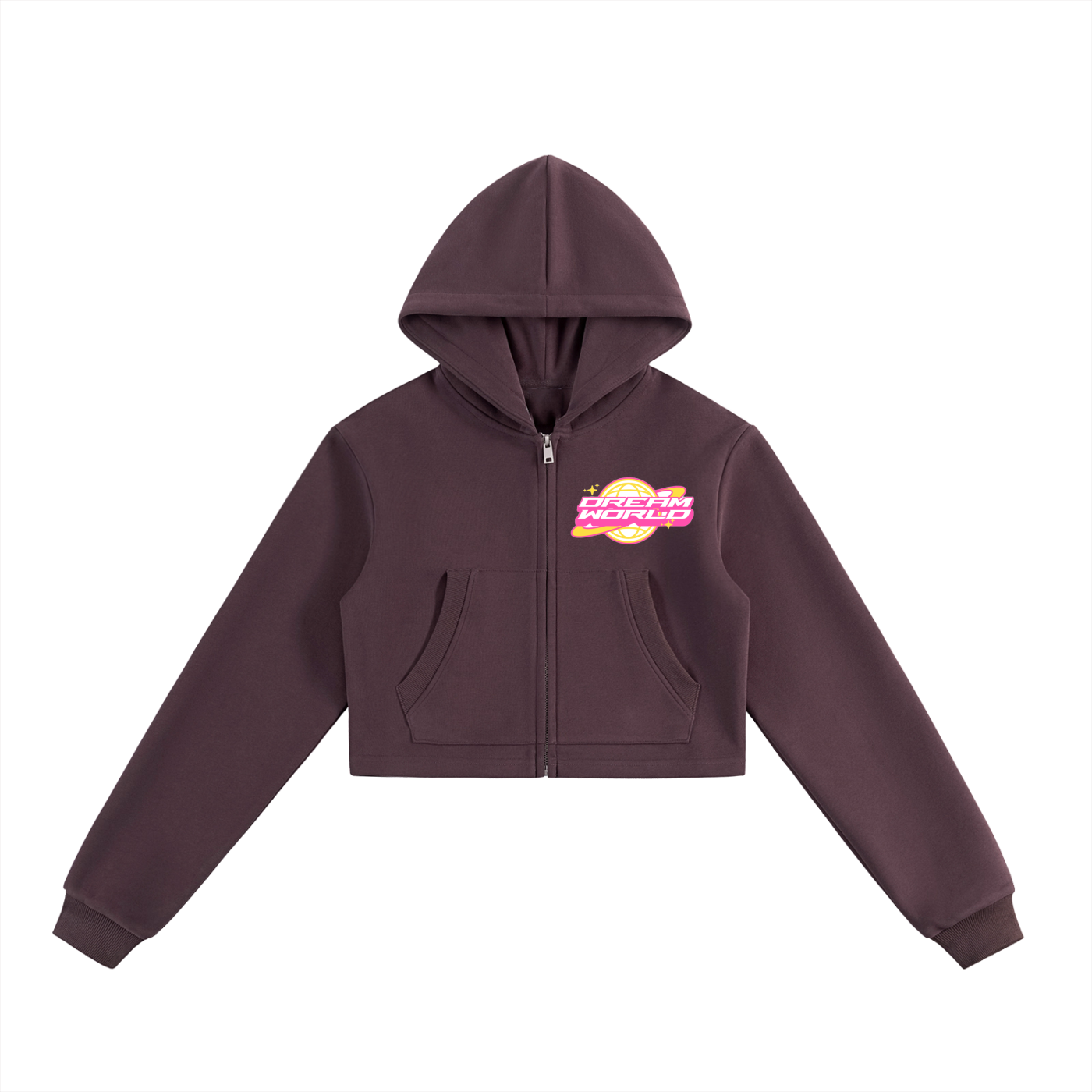 Dream World Essential Cropped Zip-Up Hoodie