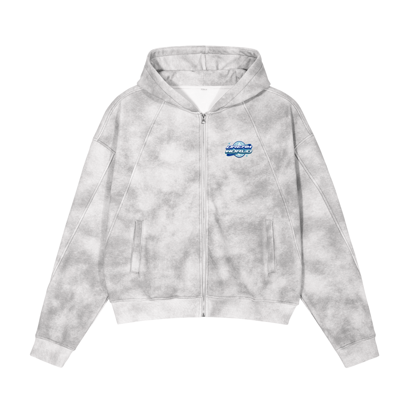 Dirty Washed Zip-Up Fleece Hoodie
