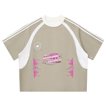 DreamWorld's Contrast Stripes Panel Mesh T-shirt