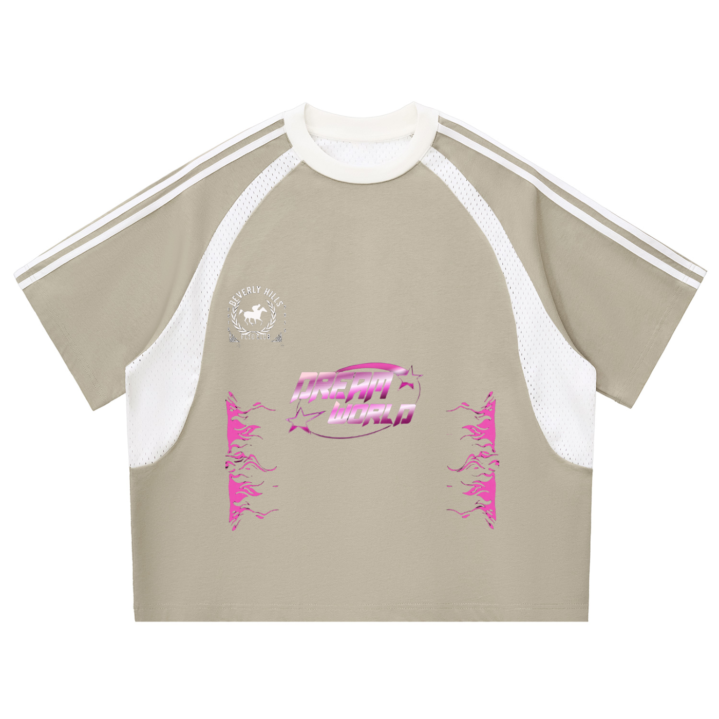 DreamWorld's Contrast Stripes Panel Mesh T-shirt