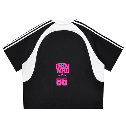 DreamWorld's Contrast Stripes Panel Mesh T-shirt