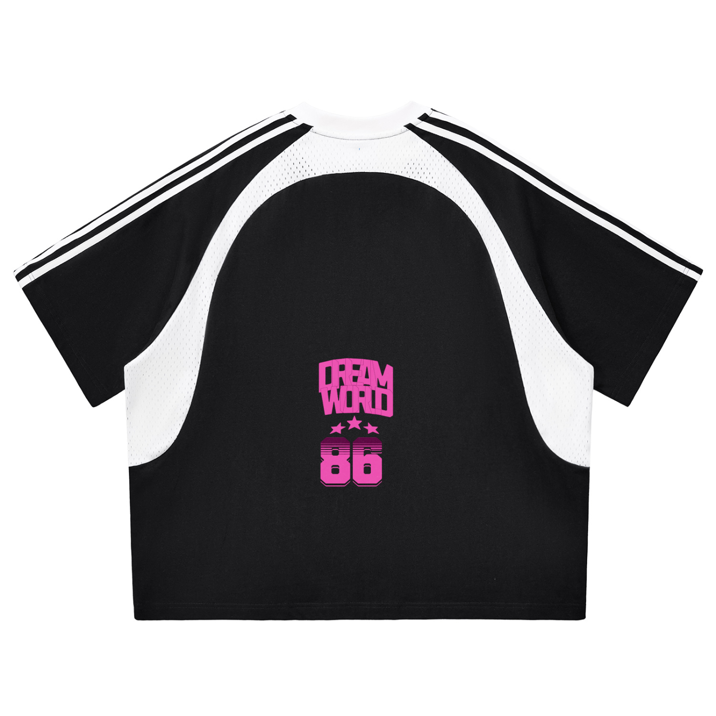 DreamWorld's Contrast Stripes Panel Mesh T-shirt