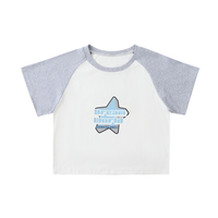 Color-Blocked Raglan Sleeve Crop Top