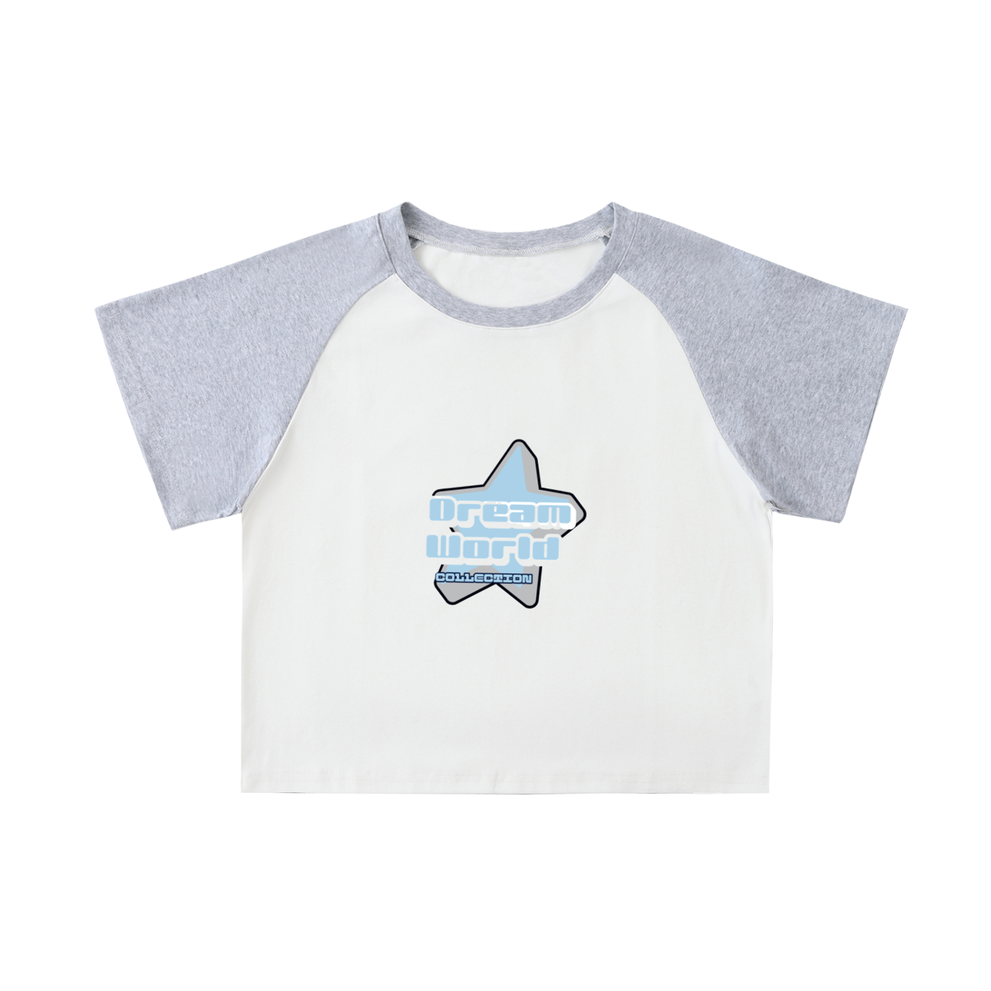 Color-Blocked Raglan Sleeve Crop Top