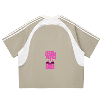 DreamWorld's Contrast Stripes Panel Mesh T-shirt