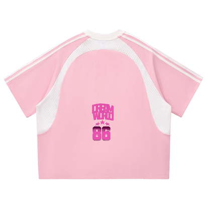 DreamWorld's Contrast Stripes Panel Mesh T-shirt
