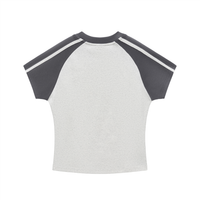 Contrast Stripes Bodycon Raglan  Sleeve T-Shirt with Logo